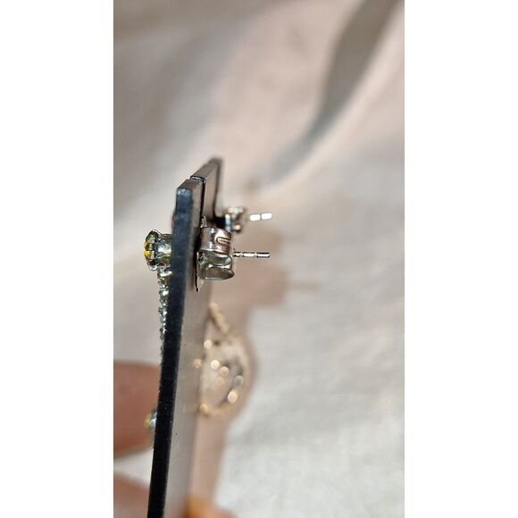 Women's Pierced Earrings Dangle Drop Rhinestone Elegant Eveningwear Cocktail - Picture 5 of 9